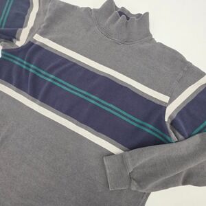 VINTAGE 90S L.L. BEAN MOCK NECK SWEATSHIRT MENS LARGE MADE IN USA COLORBLOCK EUC